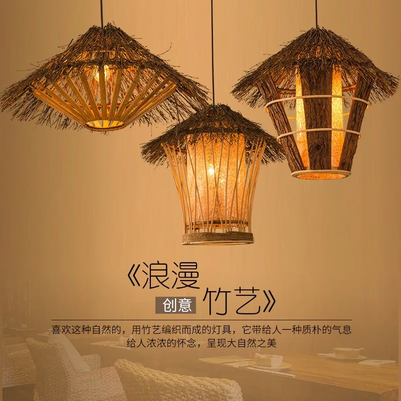 

Chinese retro personality creative bamboo antique B & B inn characteristic restaurant bar counter agritainment bark chandelier