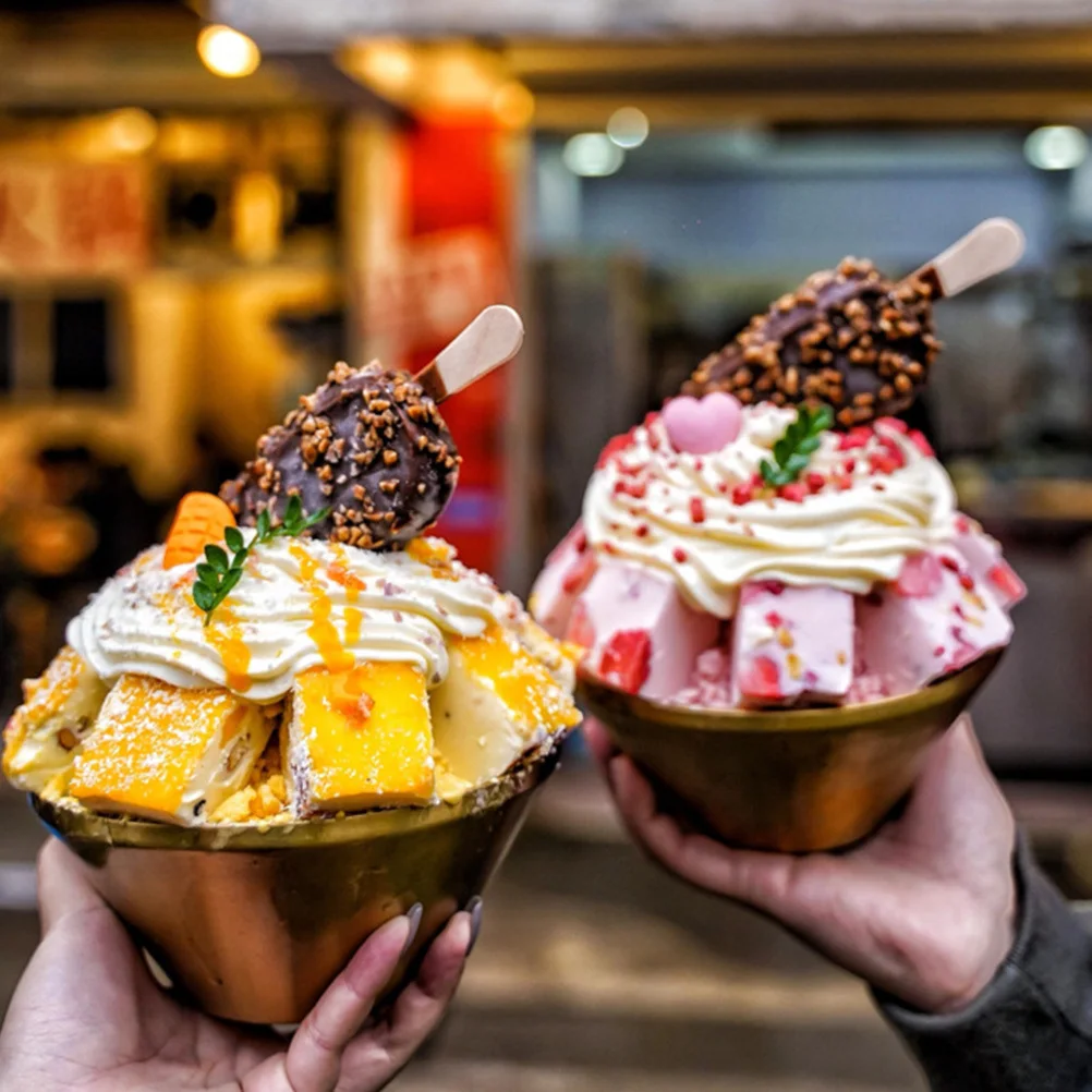 

Чаша для мороженого из нержавеющей стали V-образная форма, миска для десертного супа, корейский рамэн, холодная лапша, держатель из нержавеющей стали для салата, фруктов