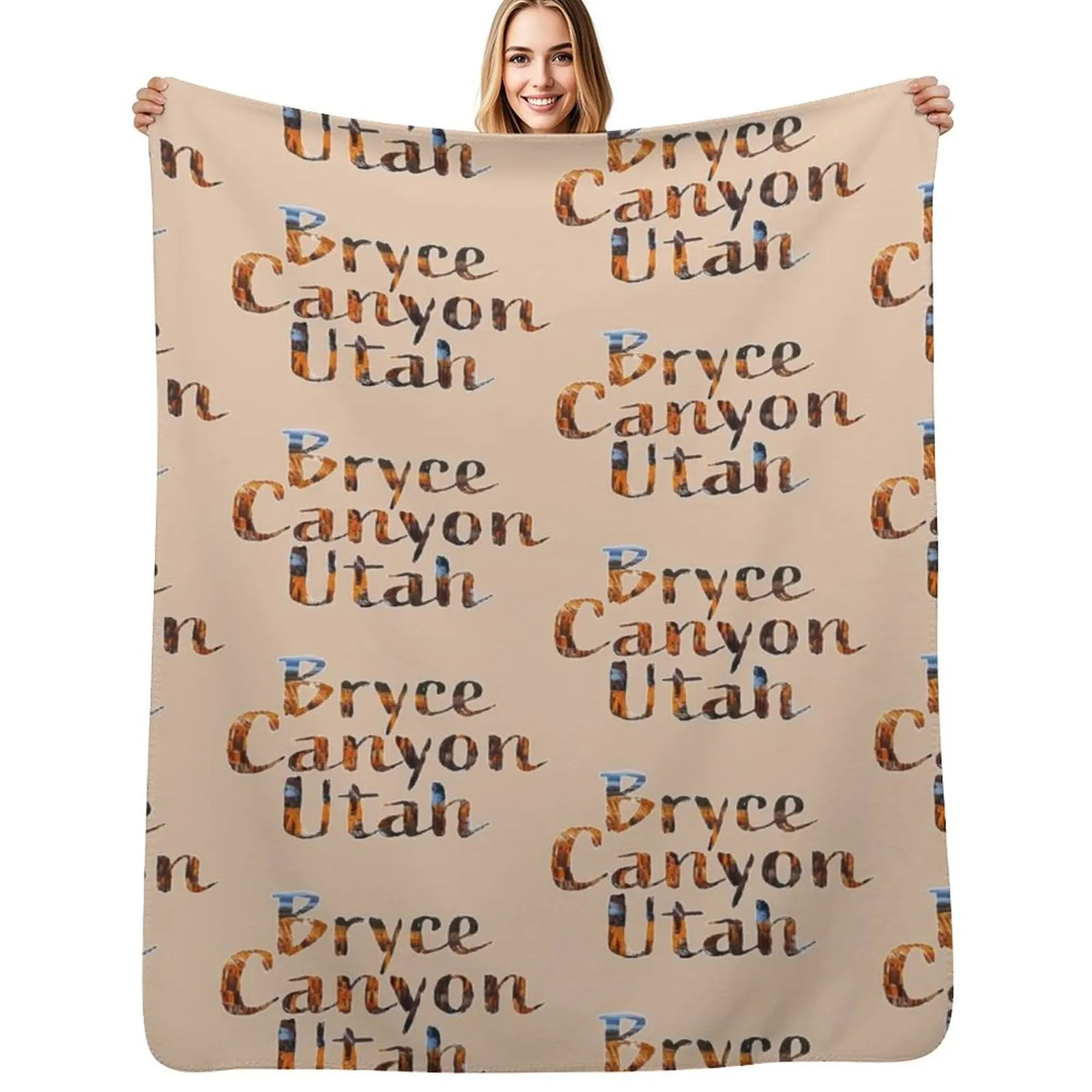 

Bryce Canyon Utah, cool lettering design Throw Blanket Breathable Lightweight Blanket for Adults Kids