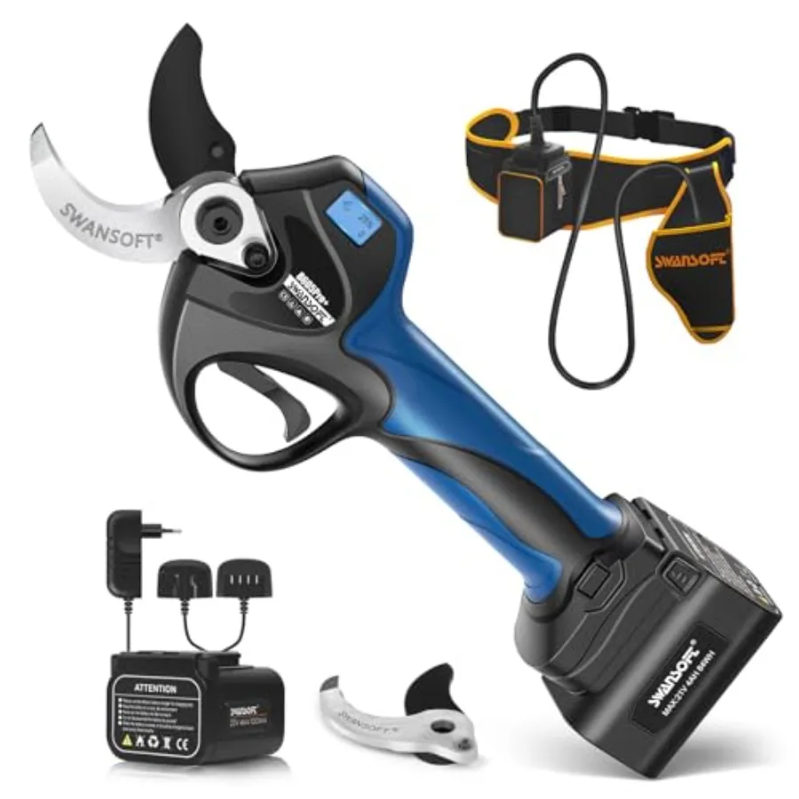 

Электрические секаторы с LED-подсветкой - беспроводные электрические ножницы для обрезки с диаметром реза 1,6 дюйма, питание от 3 аккумуляторов 2,5 Ач, 10 функций