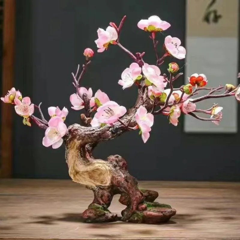 Bonsai Zen Ispirato Simulazione Plum Blossom Ornamenti Benvenuto Pino Decorazione della casa Soggiorno Foyer Decorazione della scrivania