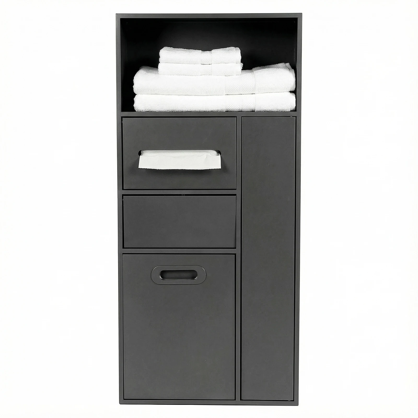

Wall-Mounted Trash Bin Waterproof Toilet Paper Toiletries Storage Rack with Tipping Bucket Trash Can for Bathroom/Kitchen/Hotel