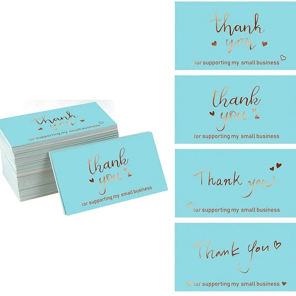 Customized Gift Cards For Business 100 pcs With My Logo Thank You For Supporting Small Business Card