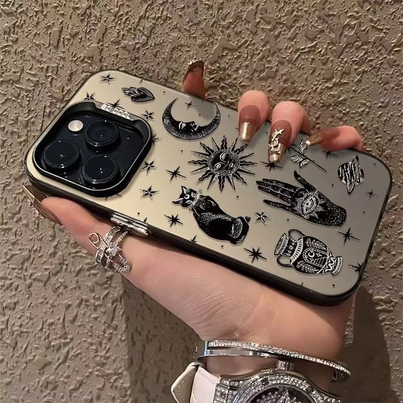 Sun Moon Cat Luxury Phone Case for iPhone 17 Air 16 15 14 11 Pro Max Plus Xs 8 7 Shockproof Cover Coque Accessories