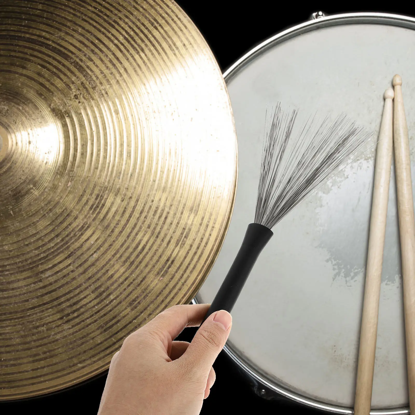 

Набор из 1 комплекта портативных эргономичных барабанных щеток из стальной проволоки премиум-класса для джазовых барабанов, для начинающих, для молодежных групп