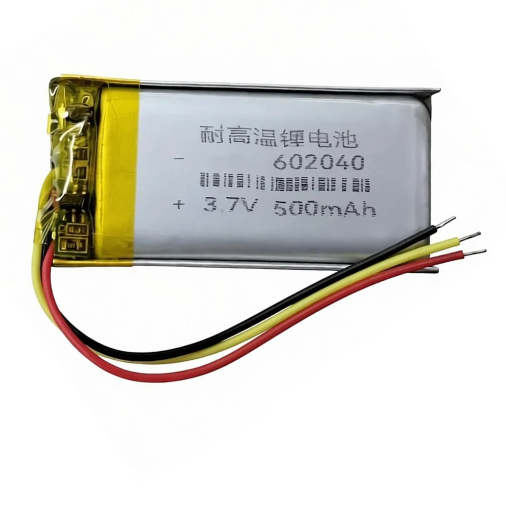 1-10PCS 3.7V 500mAh 602040 With 3 Wires Rechargeable Lithium Polymer Battery For Bluetooth Headset Speaker Mouse LED Lamp Light