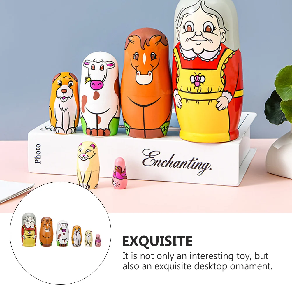 6 قطع من المواد المختارة الروسية الجميلة، استخدام متين، هدية تزيين رائعة، لعبة تعشيش، لعبة كرتونية
