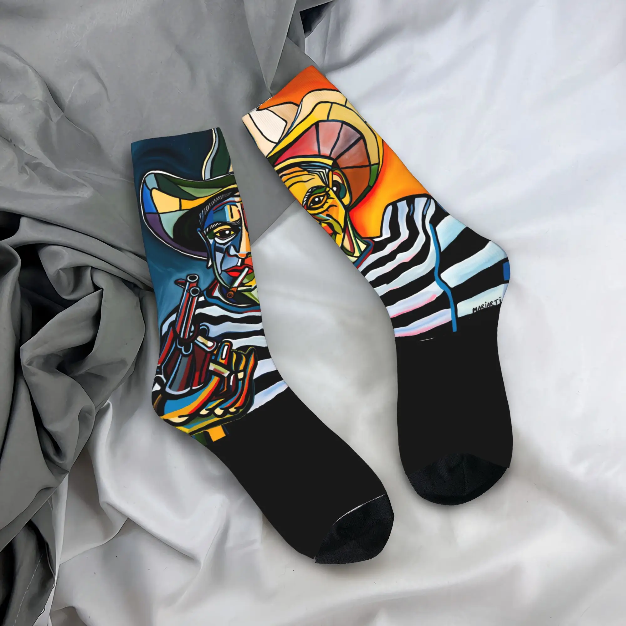 

Portrait Pablo Picasso Painting Stockings Printed Harajuku Socks Autumn Non Slip Socks Men Skateboard Quality Socks