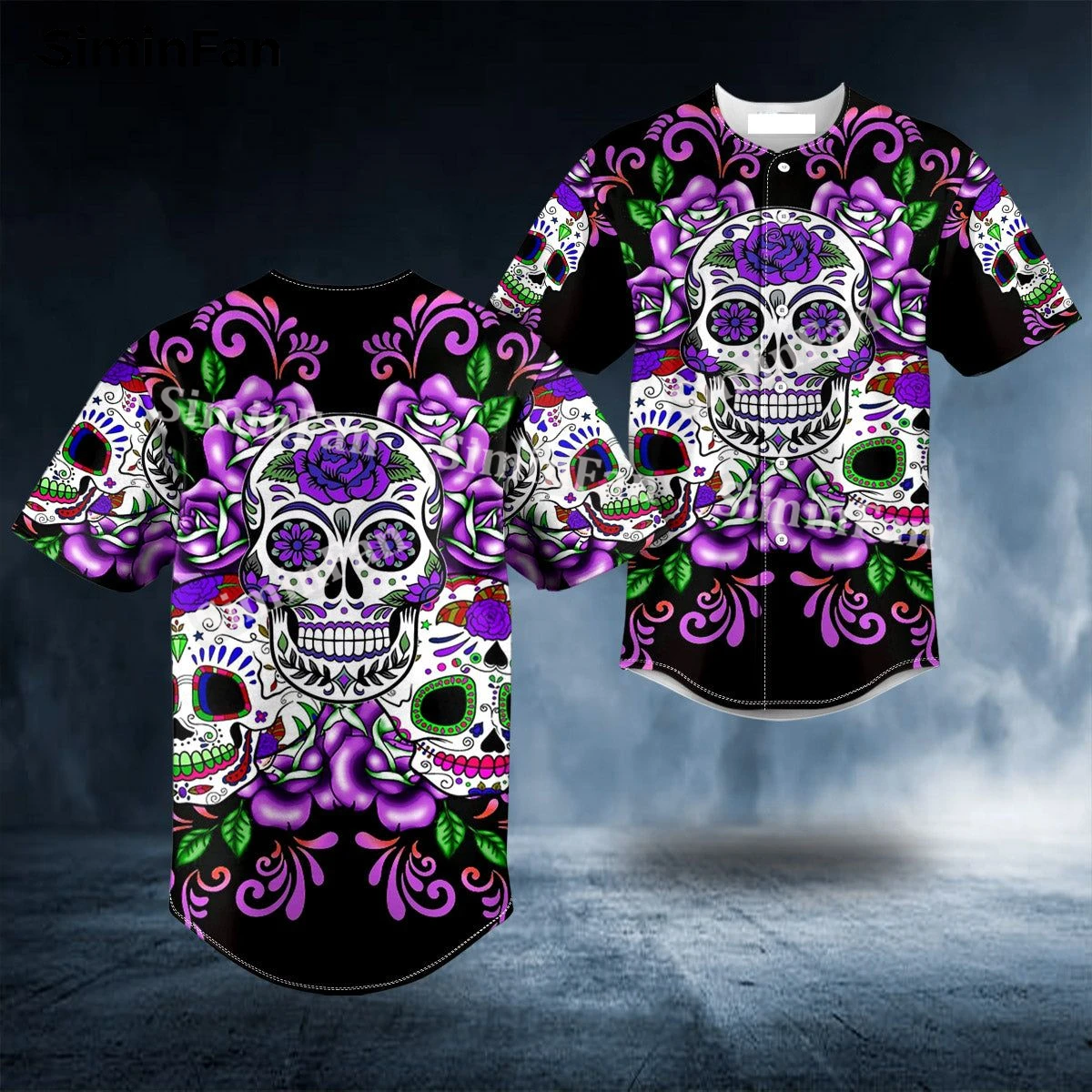 Day Of The Death Pattern Blood Skull 3D All Over Printed Men Baseball Tee Jersey Shirt Male Summer Collarless Sport Top Unisex-1