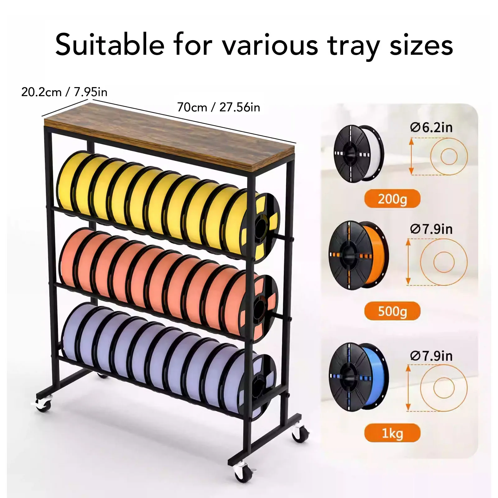 

Filament Organizer 3D Printer Filament Rack 4 Tier Holds 33 Spools PLA TPU ASA Filament Spool Holder for Studio Garage Workshop