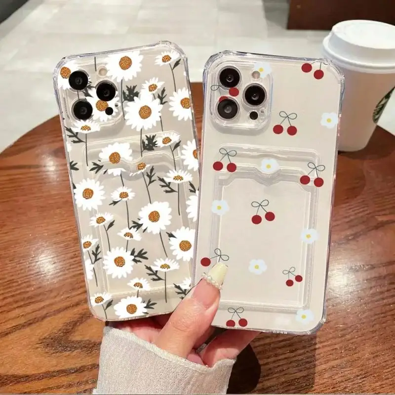 Case for Samsung Galay A55 A54 A14 A24 A34 A15 A25 S24 Ultra S22 Plus S23 S21 FE S23FE Cherry Fruit Card Holder Slot Bag Cover