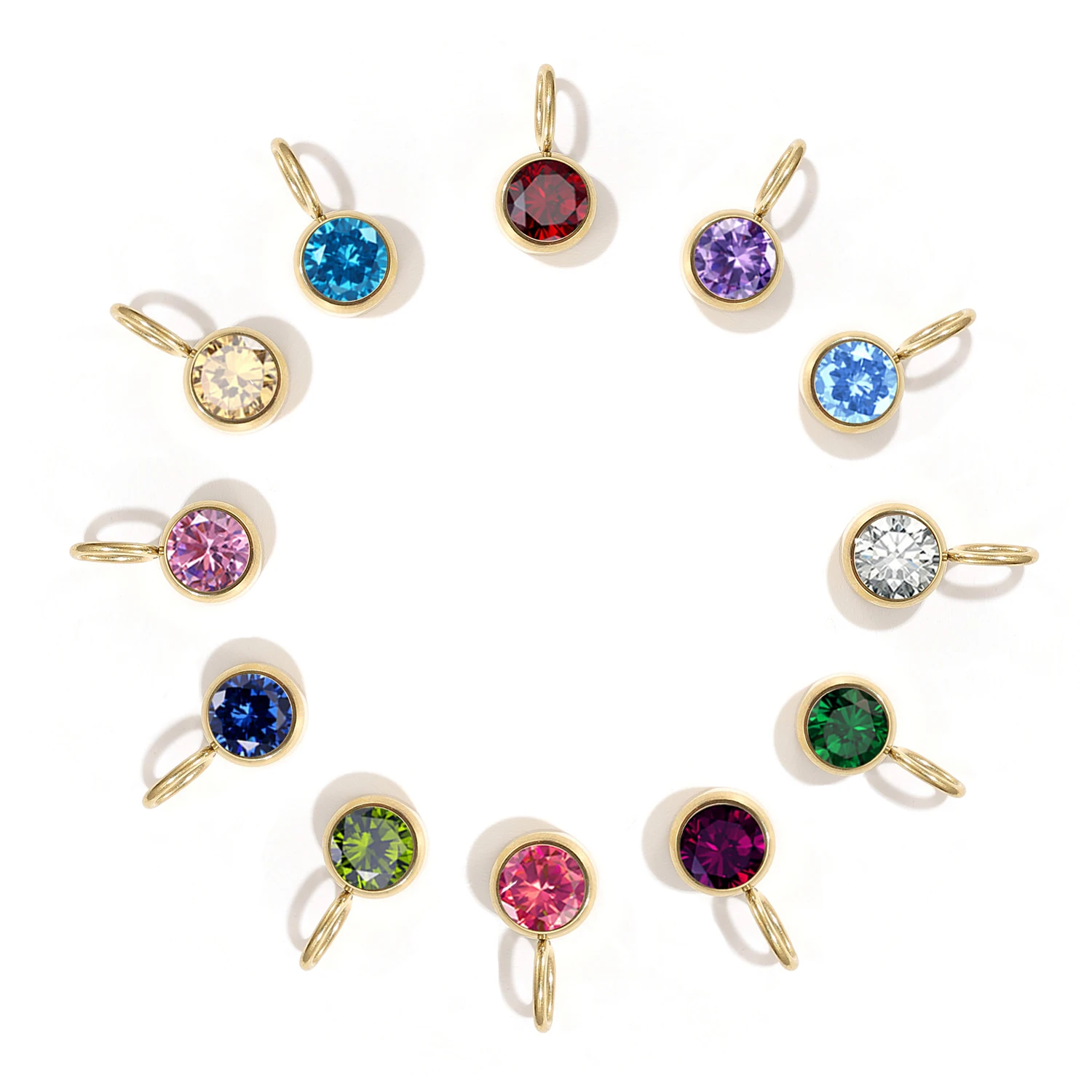 

12 Color Birthstone Pendant Month Zirconia for Necklace Color Stone DIY Charms Accessories Birthday Gift Jewelry