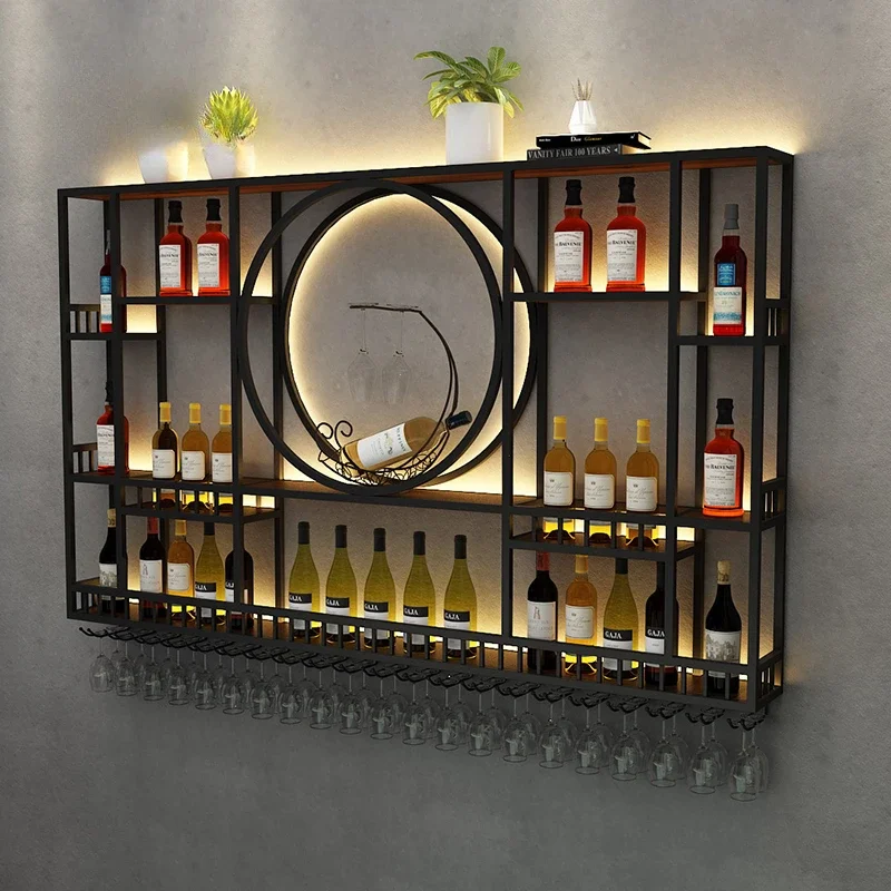 Estante De exhibición De vino moderno para sala De estar, mueble nórdico creativo De diseño Industrial para Whisky, Boutique, color negro