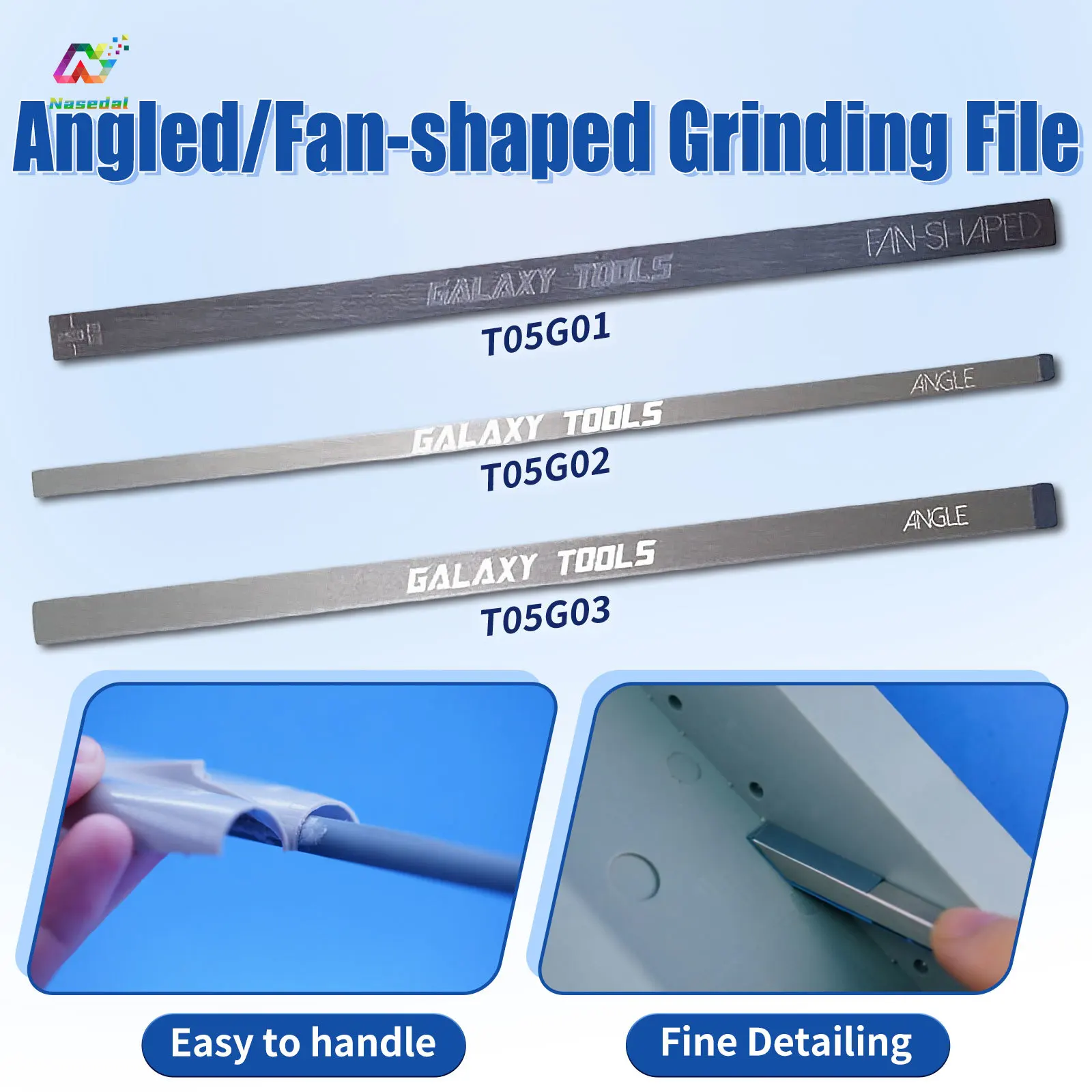 GALAXY Tool T05G01/T05G02/T05G03 Precision Model Angled/Fan-shaped Grinding File for Gundam Scale Model Making Hobby Craft Tool