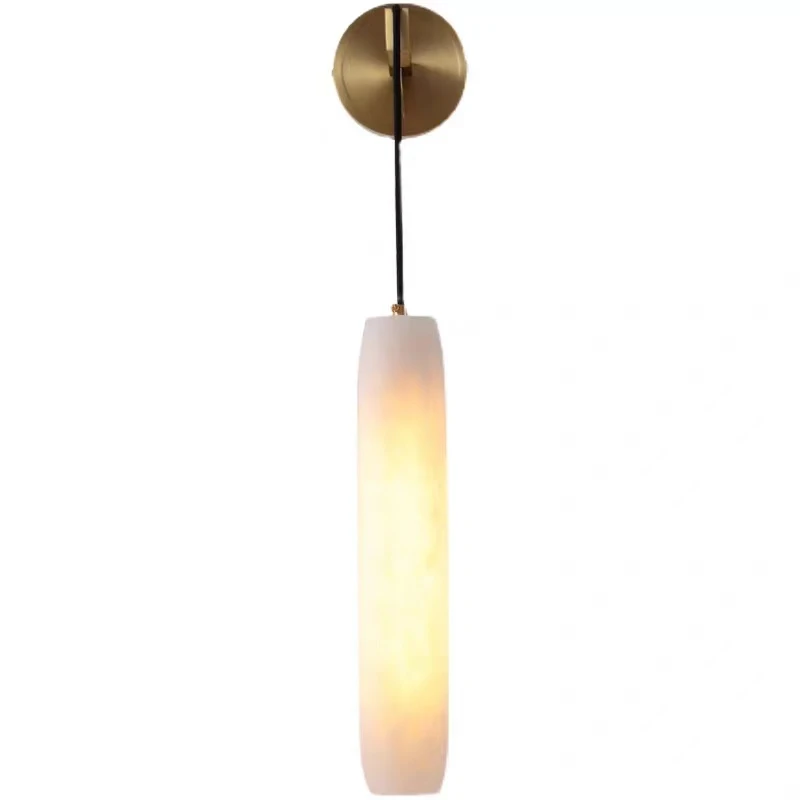 Cylindrical Natural Marble Wall Lights Living Room Bedroom Aisle Stairs Sconce Lamp Copper Wire Adjustable Including E14 Bulb