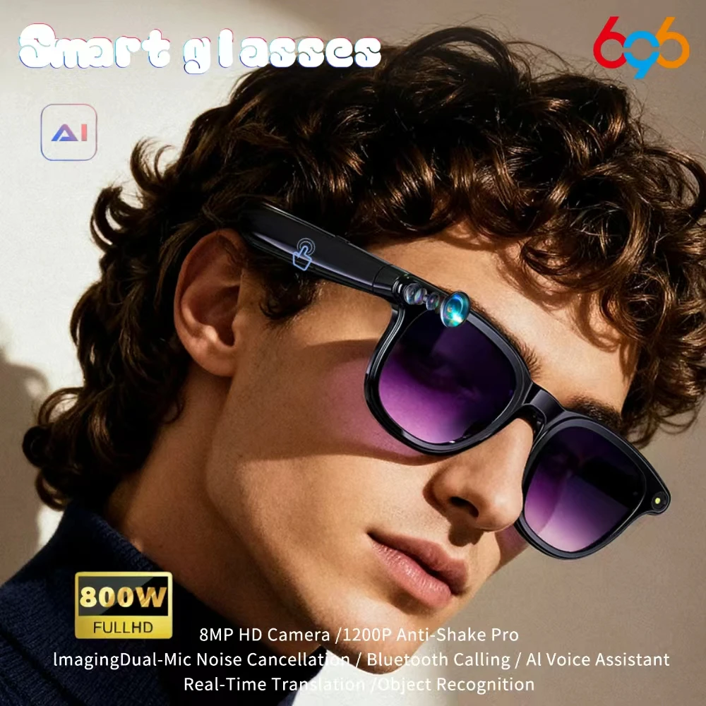 

AI Assistant Real-time Translation Eyewear Camera Shoot Audio Video Music Player Bluetooth Call Sunglasses Men Smart Glasses