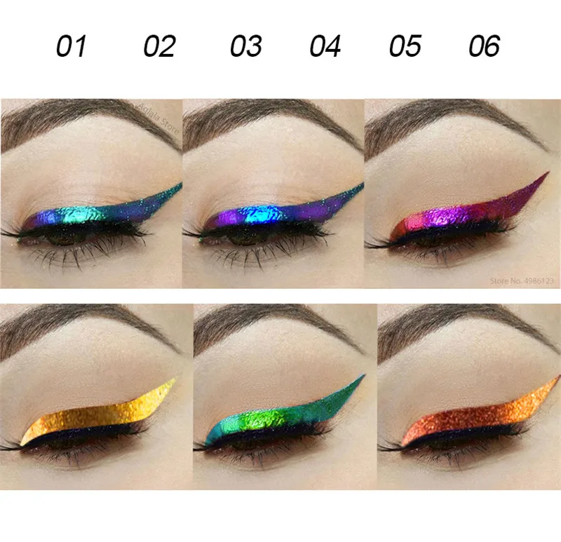 6 Colors Chameleon Liquid Eyeliner Waterproof Long Lasting Pearlescent Glitter Metallic Shiny Eyeshadow Highlight Eye Makeup