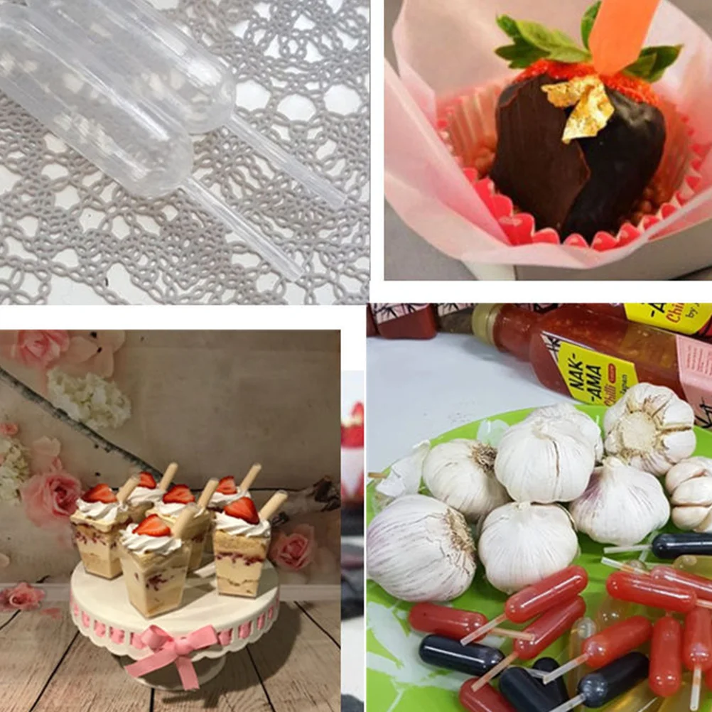 

250Pcs 4ml Disposable Straws Translucent White Cake Ice Cream Dessert Dropper Baking Supplies Unique Shape Decoration