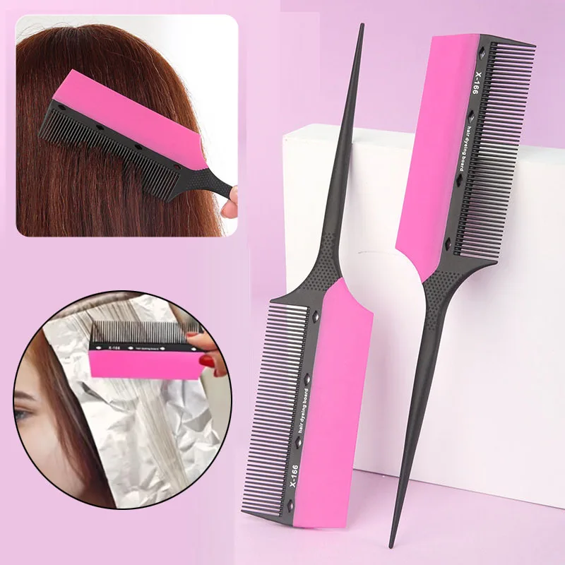 2 in 1 Hair Dyeing Combs Double-sided Hair Dyeing Comb Oil Brush Pointed Tail Sectioning Combs Hair Coloring Perm Styling Tool