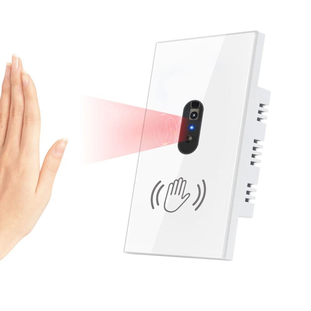 

10A Smart Wall Light Switch 90-250V 50/60Hz Hand Sweep Sensor Glass Screen Panel without Touch IR Infrared Lights Sensor Switch