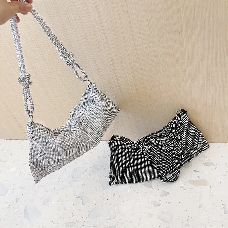 Small Bag Sliver Handheld Diamond Underarm Bag Portable Banquet Shoulder Bag Festival Gift For Girlfriend High Quality