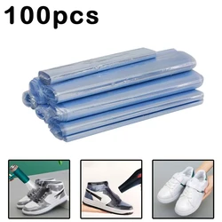 100Pcs Shoes Protective Film Pvc Heat Shrink Film Waterproof Dustproof Transparent Shoes Cover Blower Heat Seal Film Homestorage