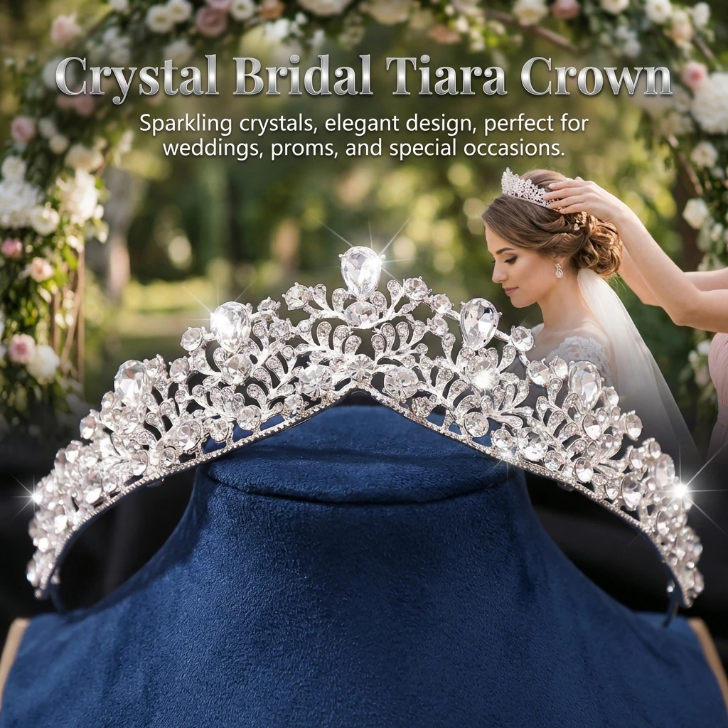 

Свадебная корона в стиле барокко, повязка для волос из сплава с кристаллами, элегантный свадебный головной убор для женщин, невест, для официальных мероприятий, вечеринок, выпускных вечеров