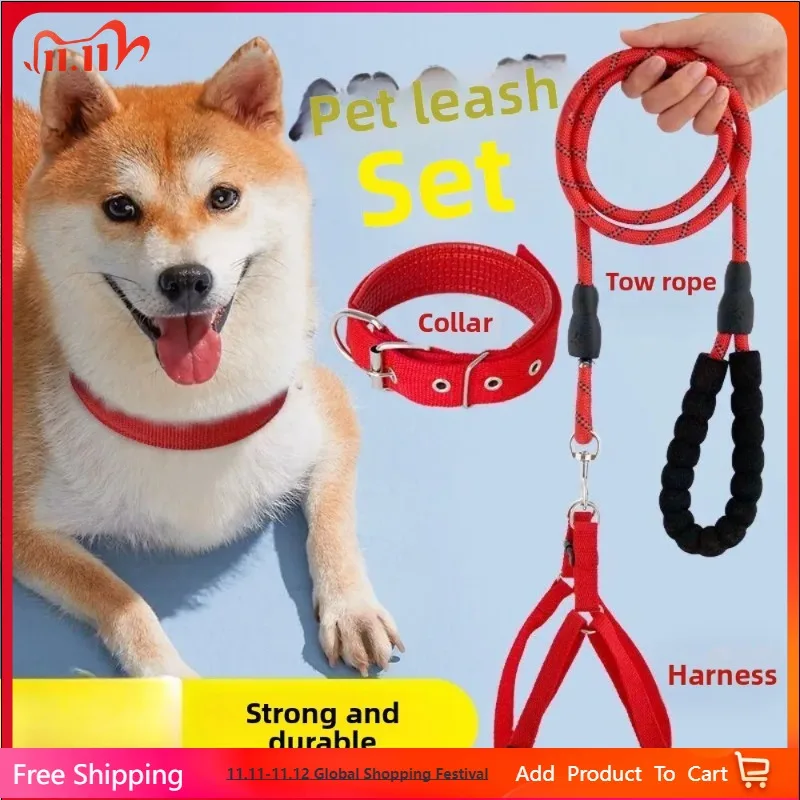 

Pet Walking Dog Collar with Traction Rope Large Medium Small Sizes Foam Neck Cover Gold Fur Neck Ring for Dogs