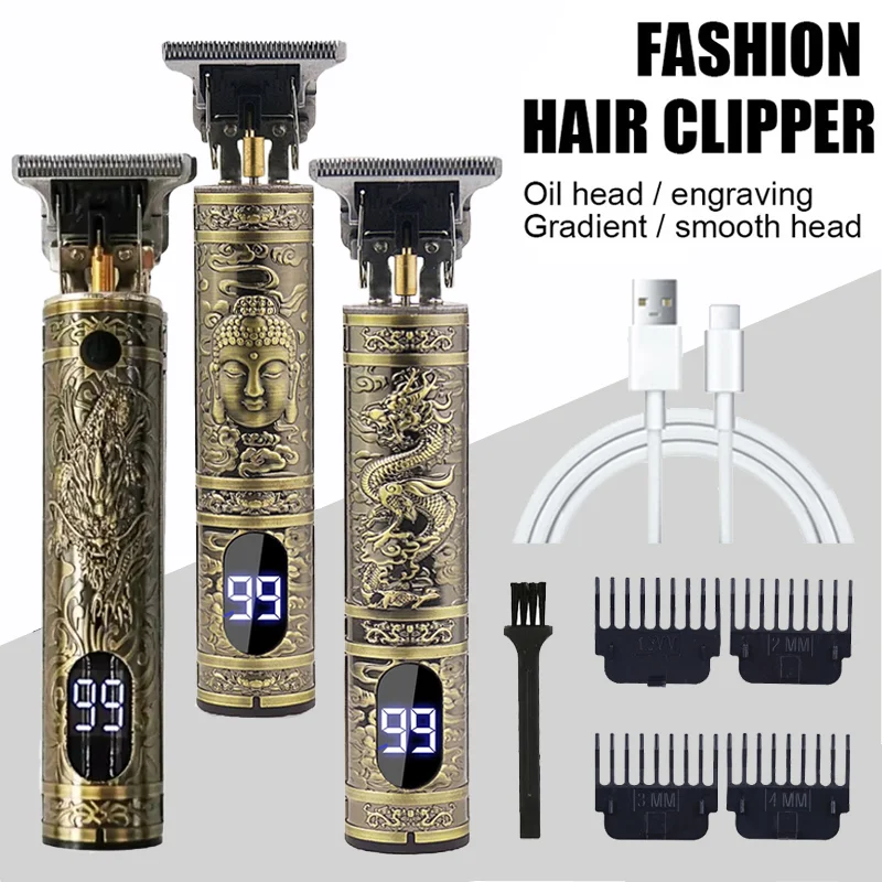 2026 T9 Kabelloser Original-Haarschneider-Set USB Herren-Haarschneidemaschine 0mm Glatzenrasierer Edelstahl T-Klinge Trimmer mit Kämmen