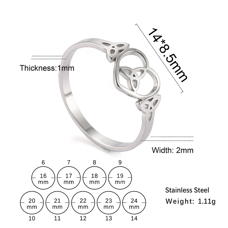 Witch's Irish Knot Ring für Frauen Edelstahl Irland Keltische hohle Fingerringe Neue Hexerei Amulett Schmuck Geburtstagsgeschenk – Detail 15