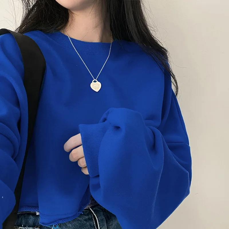 

Women'S Sweatshirts Christmas Clothes Woman Patch Washed Stitching Contrast Contrast-Color Khaki Ol Slouchy Xmas Outwears Y2K