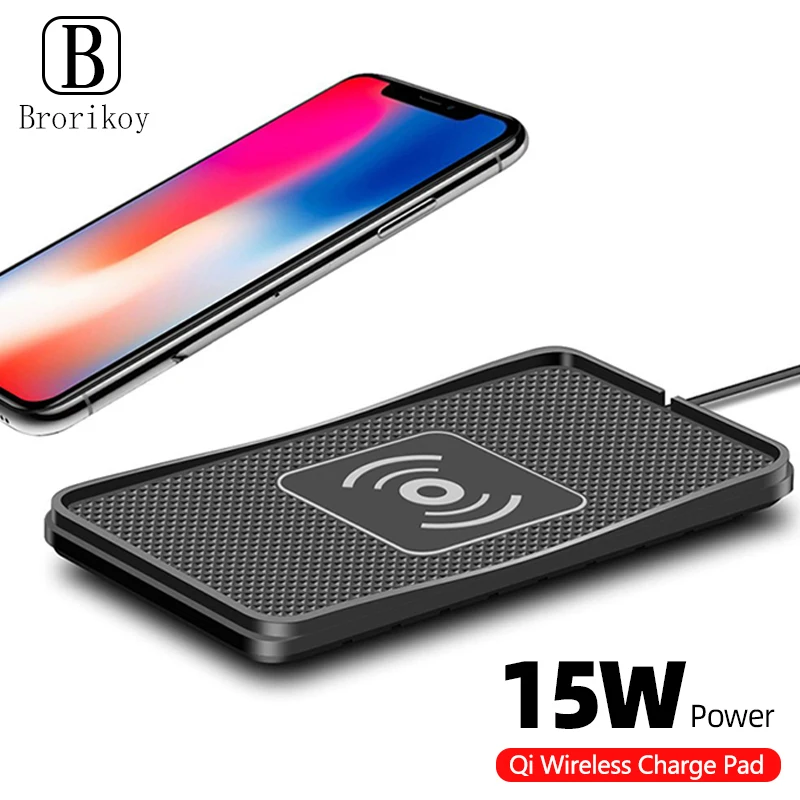 15W Wireless Car Phone Charger Fast Charging pad mat For iPhone 12 13 14 15 Pro XS Max Samsung Xiaomi Huawei Smartphone Charger