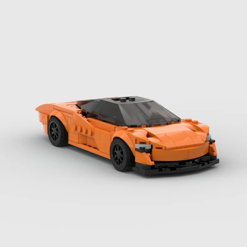 Orange Lowrider Sports Car Building Blocks MOC M03209 Super Racing Vehicle Model Bricks High Tech DIY Toy Gift Boys Girls Kids