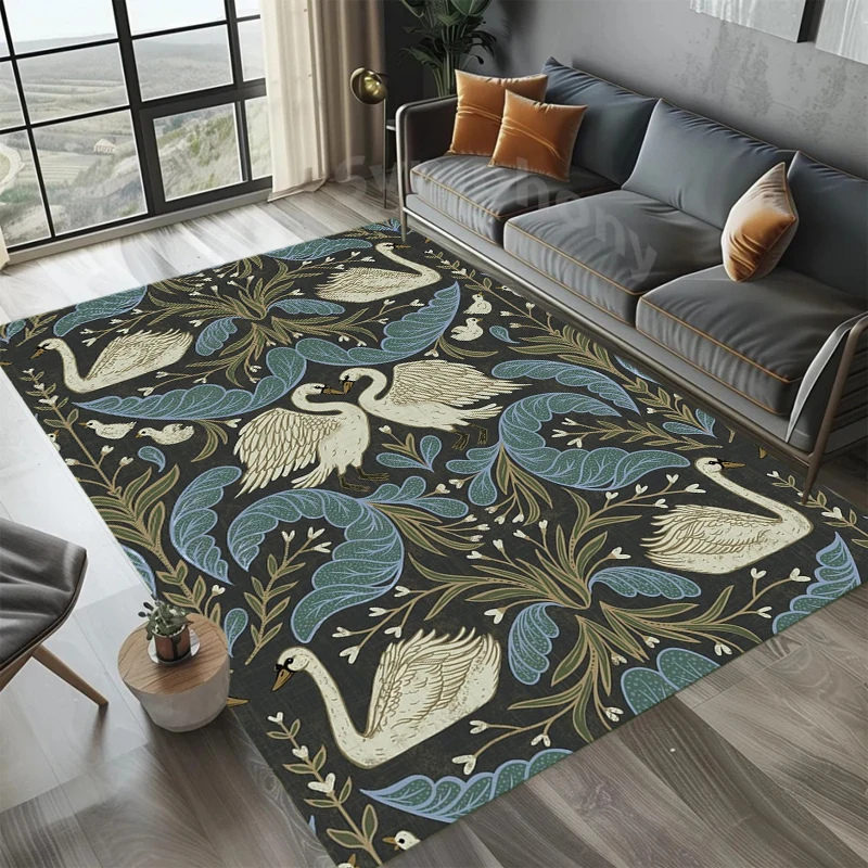 William Morris Strawberry Bathroom Rug Retro Style Carpet for Living Room Kitchen Bedroom Hotel Decor Non-Slip Floor Mat Doormat