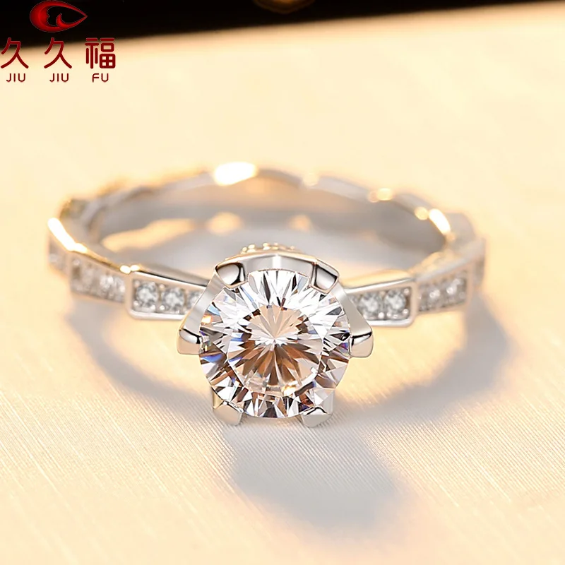 Versatile Fashion Bamboo Joint Ring for Women, PT950 Platinum and 1 Carat Moissanite, add delicate sparkling charm to your look.