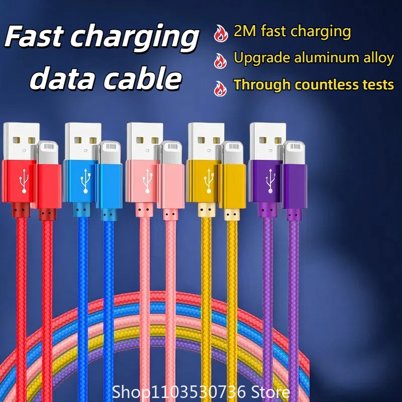 Multi Colored Nylon Braided Wire Charging Cable Suitable For Apple IPhone X 14 13 12 Fast Charging And Data Transmission