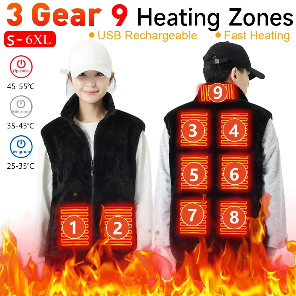 

Usb Heating Vest 9 Areas Heated Fleece Vest Men Women Heated Winter Self Heating Thermal Heating Down Warmte Fleece