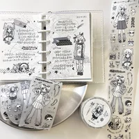 Japanese JK Girl Alien Study Club Black & White Sticker DIY Deco Card Journal Scrapbooking Photo Card Phone Case Collage Supply 2