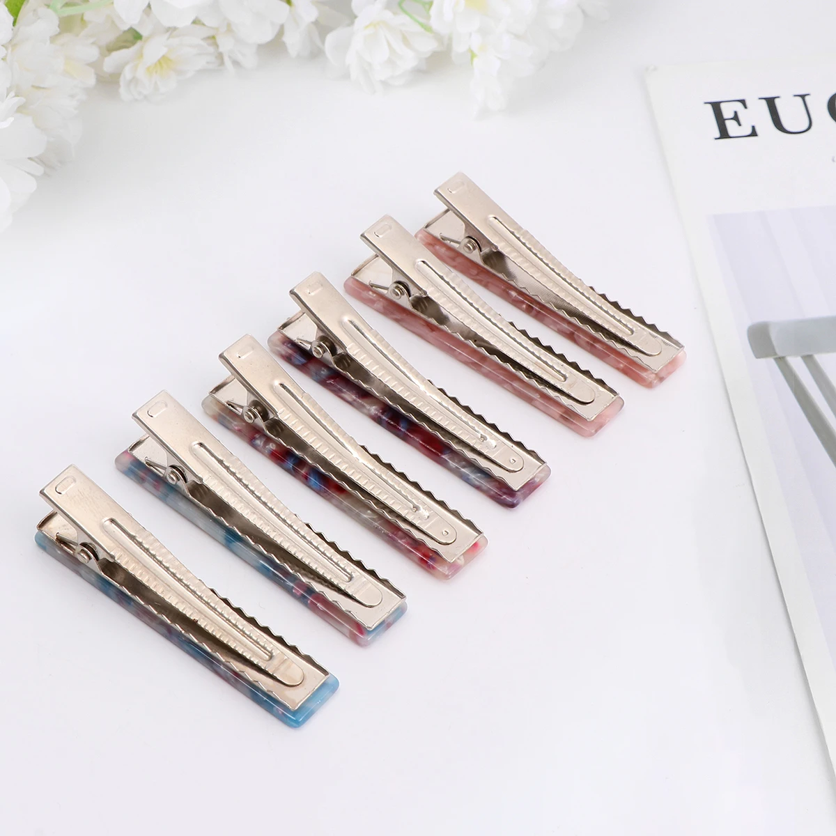 

6pcs Marble Hair Clips Durable Women Hairpin Useful Pins Side Duckbill Accessories Stylish Wedding Party Daily Life Hair Care