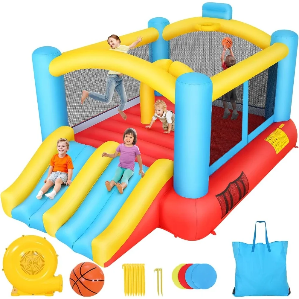 

Inflatable Bounce House for Kids with Blower Included, Bouncy House for Backyard, with 2 Slides,Jumping Castle