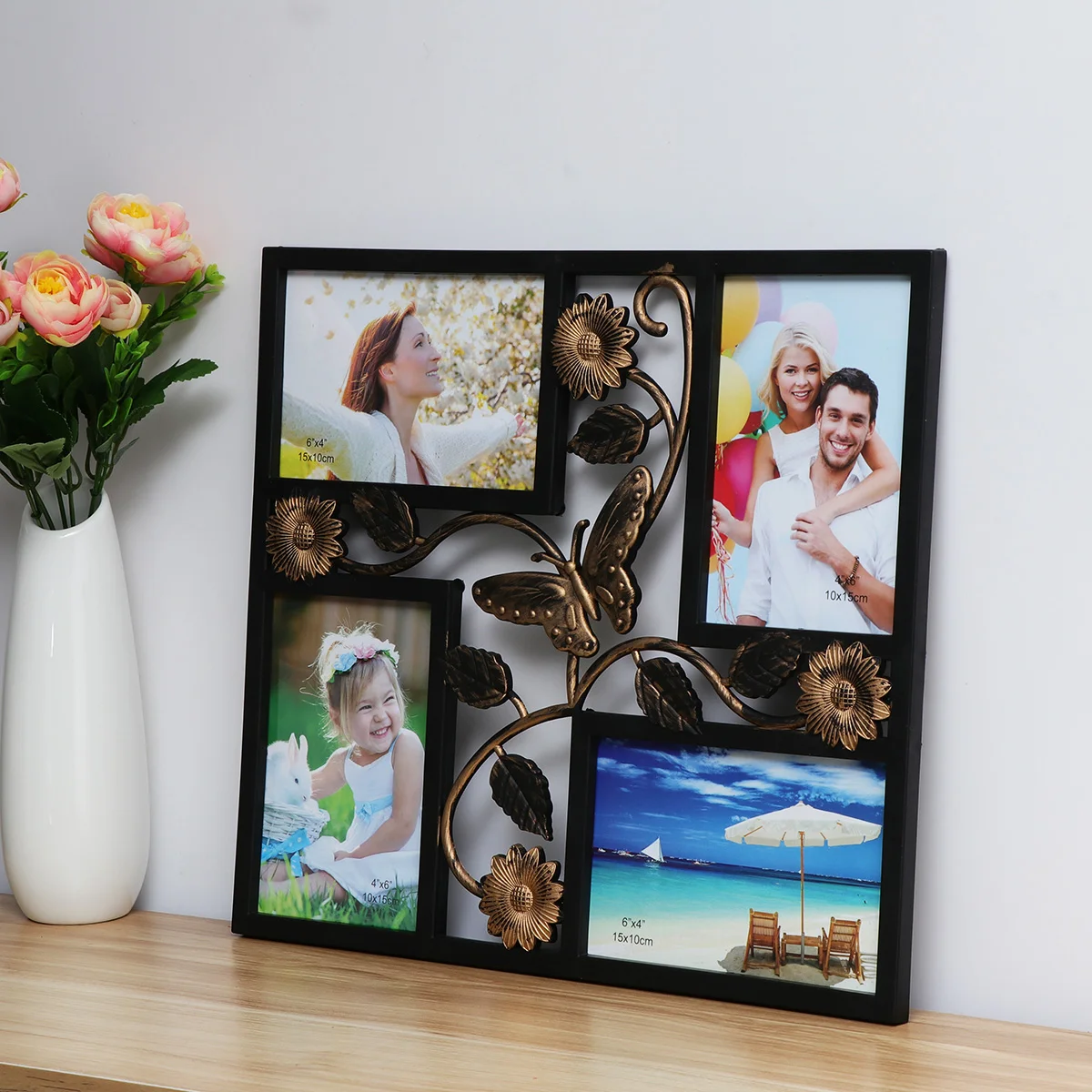 Decor Picture Frames Family Phote Decorative Photo Decorate Four Holes 4 Opening