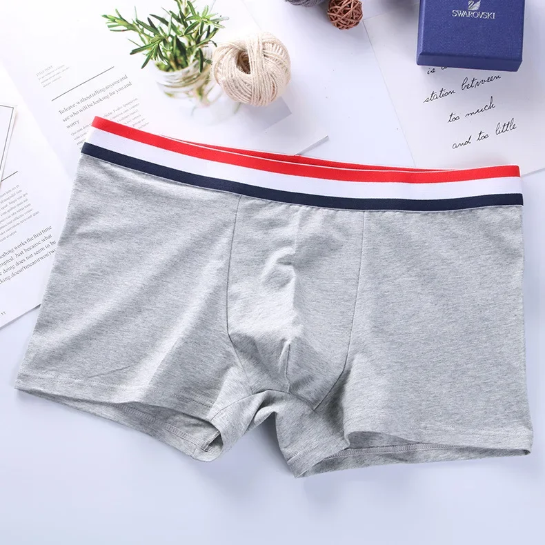 Men's Underwears Elastic Cotton Underwear Boxers Comfortable Breathable Mid Waist Underwear for Male Growth Tightening Delaying