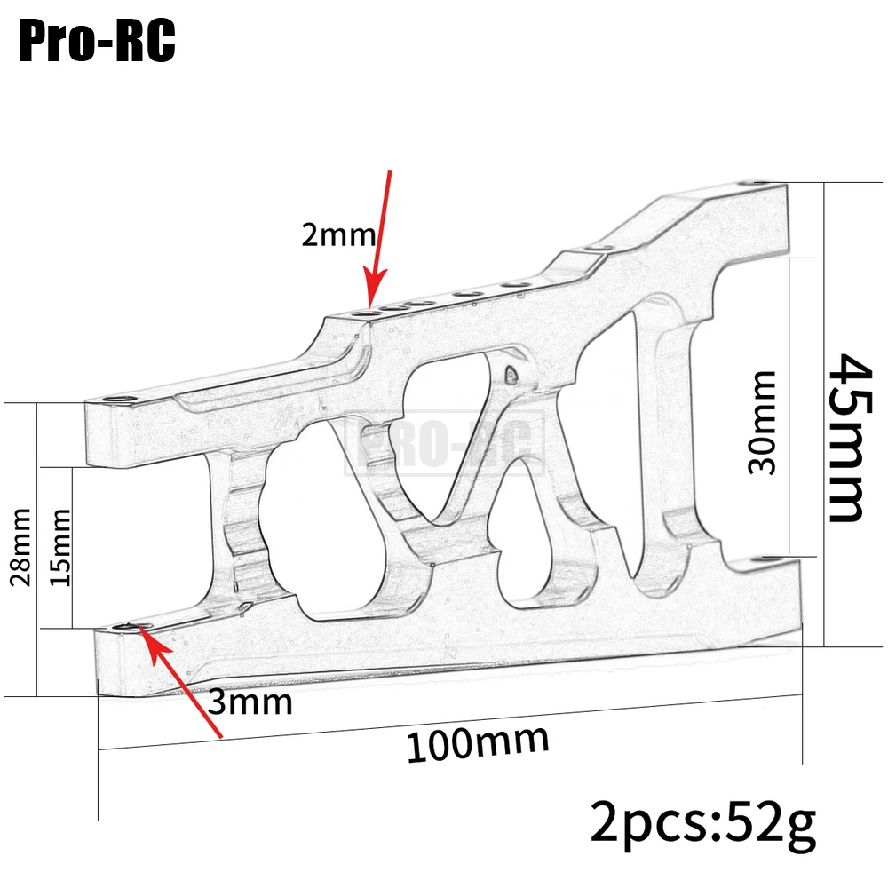 1Pair Aluminum Alloy #3655X Front & Rear Lower Suspension Arms for RC Traxxas 1/10 Slash 4x4 Rustler Stampede XO-1 Upgrade Parts