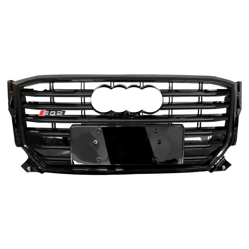 RSQ2 front grille racing bumper grill all back logo alone style grille for Audi Q2 SQ2 facelift 2017-2019