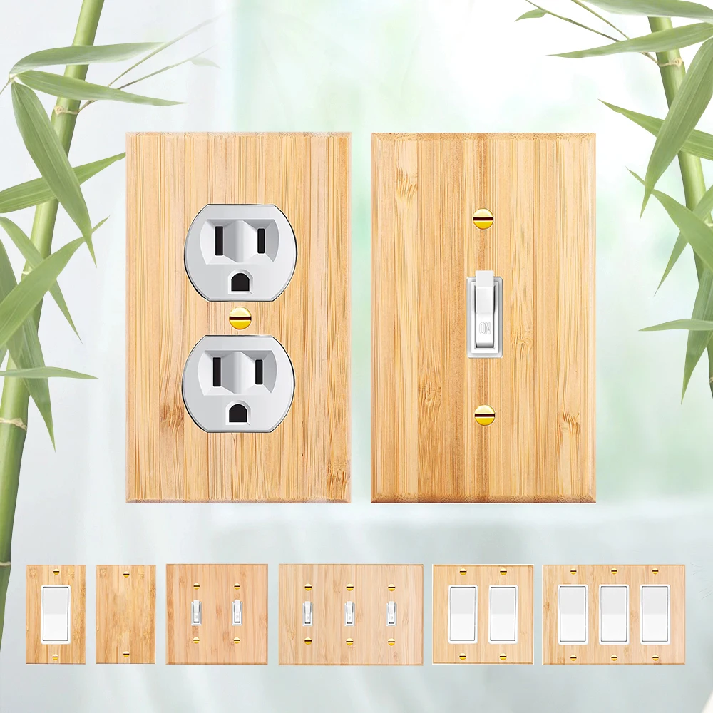 1 piece of wall panel light switch cover, various styles of bamboo wall panel light switch socket cover, sturdy and durable