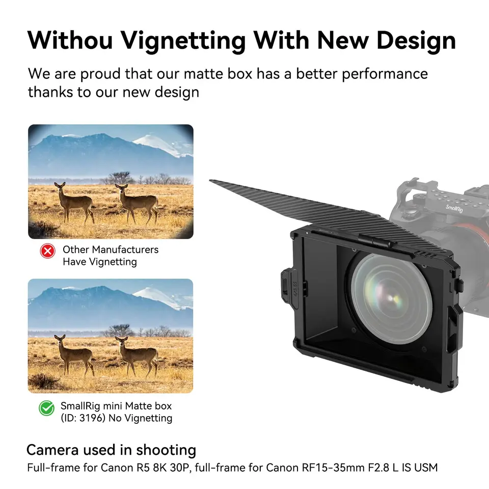 SMALLRIG Matte Box con Morsetto Regolabile da 67 mm a 82 mm, con Paraluce, Bandiera Superiore, Filtri CPL 1 e 2, per Fotocamere DSLR Mirrorless - 4411 SMALLRIG Matte Box con Morsetto Regolabile da 67 mm a 82 mm, con Paraluce, Bandiera Superiore, Filtri CPL 1 e 2, per Fotocamere DSLR Mirrorless - 4411