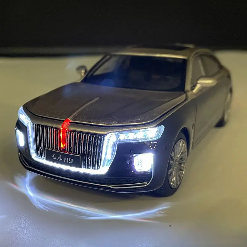 1:32 사운드 및 라이트 리바운드 홍치 H9 자동차 모델 세단 고급형 장난감 홍치 h9 자동차 모델/수집용 장난감 장식품
