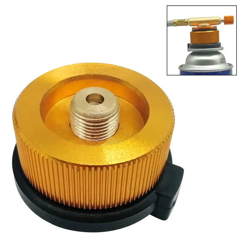 Outdoor Camping Kompor Gas Propane Refill ถัง Coupler อะแดปเตอร์แก๊สแท่นชาร์จแบตเตอรี่แก๊สถังแบนเครื่องมือเชื่อมต่อ