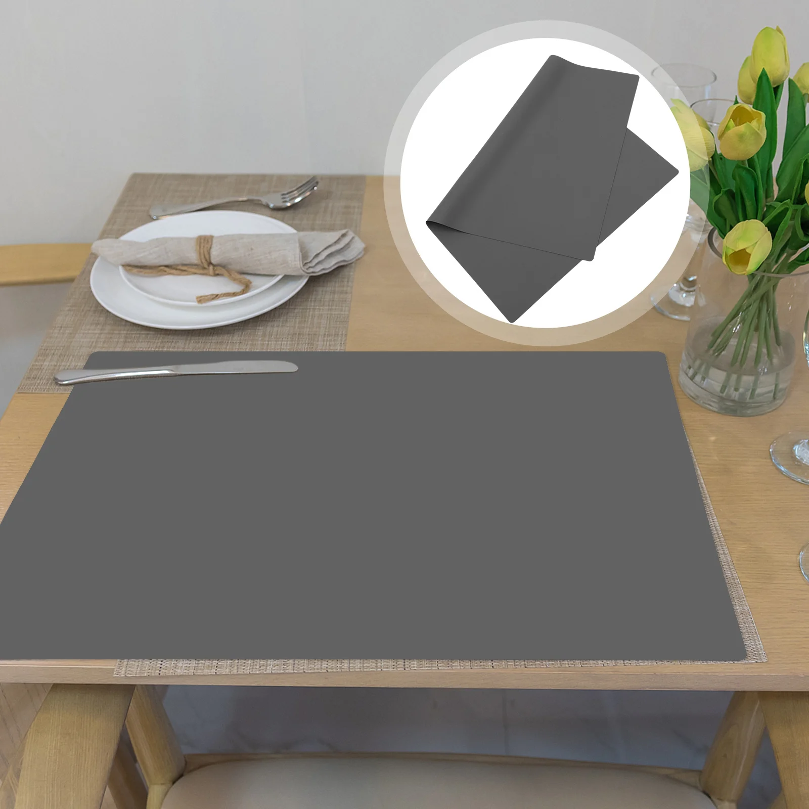 

Настольный коврик, силиконовый коврик для столовых приборов, термостойкий, против ожогов, простые аккуратные края, хорошая текстура для ресторанов, семьи