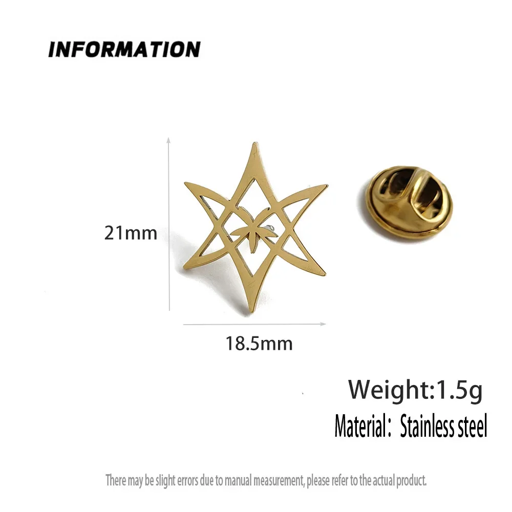 Gold Color Pentagram Brooch Badge Men's and Women's Blouses Five Pointed Star Metal Collar Lapel Pin Shirt Clothes Accessories